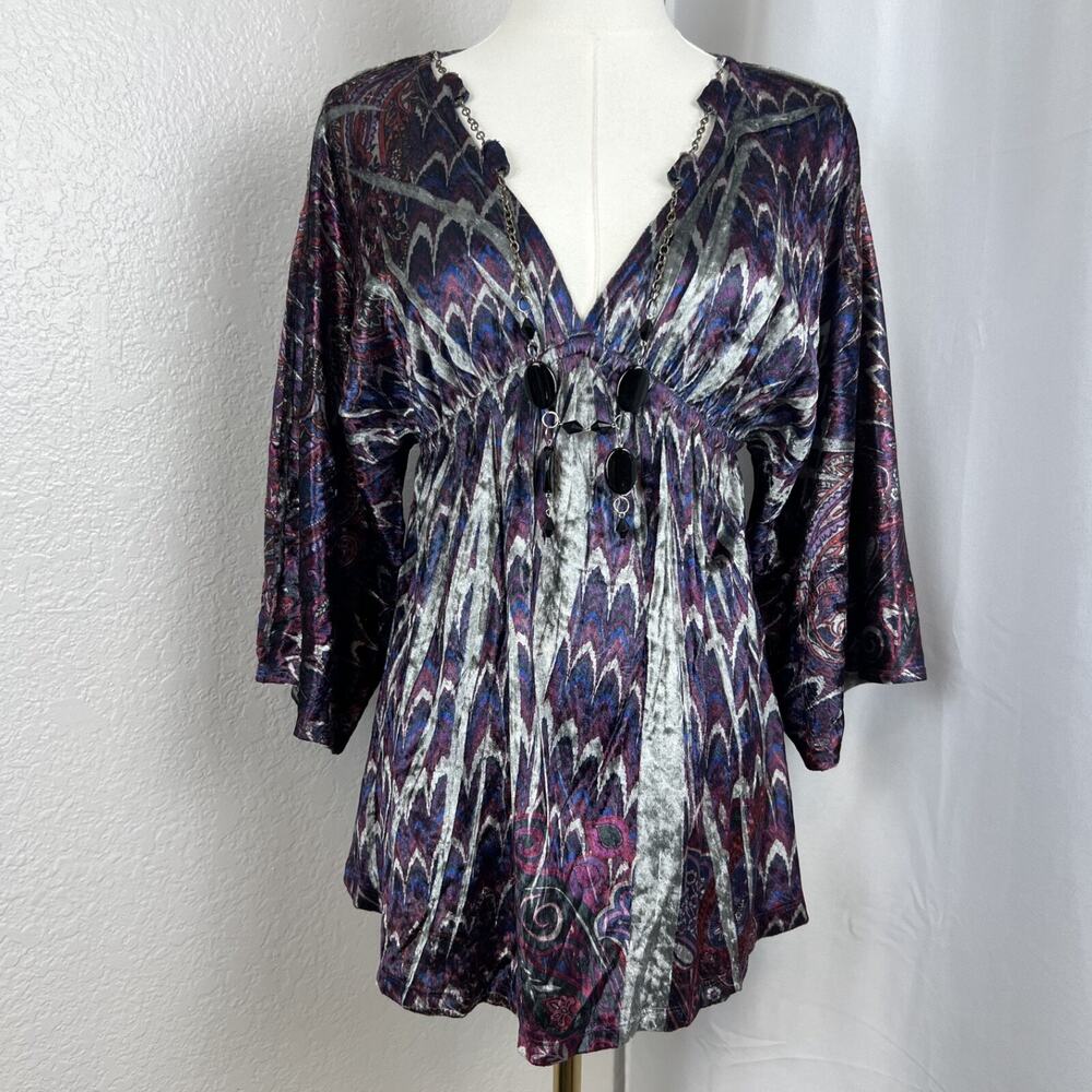 Y2K New Directions Top Womens Medium Velvet‎ Boho Whimsigoth Festival Artsy Glam